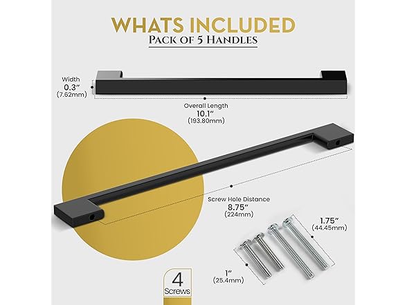 Southern Hills Black Cabinet Pulls, 8.75"