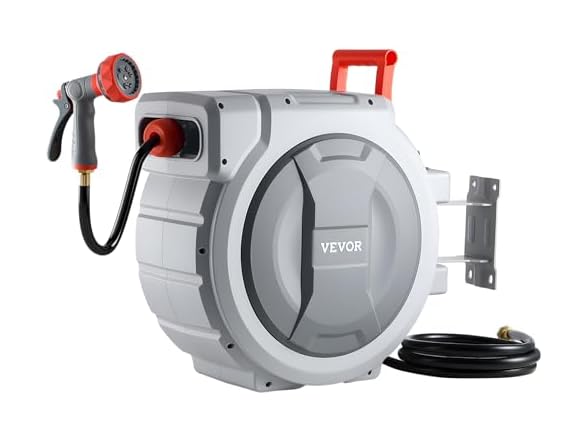 Retractable Hose Reel, 130 ft x 1/2 inch, 180°