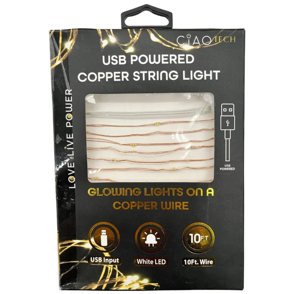 2 Pk Solava 2-AG909 10ft LED Copper String Light - Gallery 8