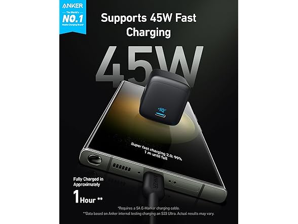 (2 PACK) Anker 45W Foldable USB-C Charger Block