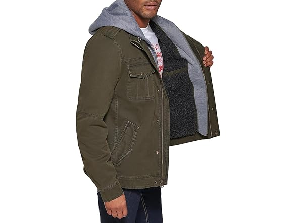 Levis Mens Washed Cotton Military Jacket