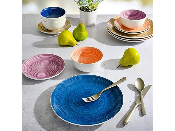 12Pc Or 24Pc Color Vibes Dinnerware Set