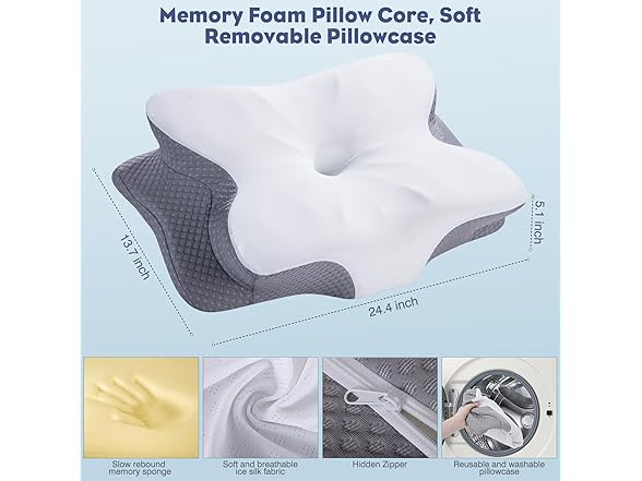 FEICO Cervical Neck Pillow - Memory Foam Pillo