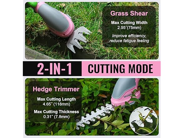 WORKPRO 2-in-1 Grass Shear Pink