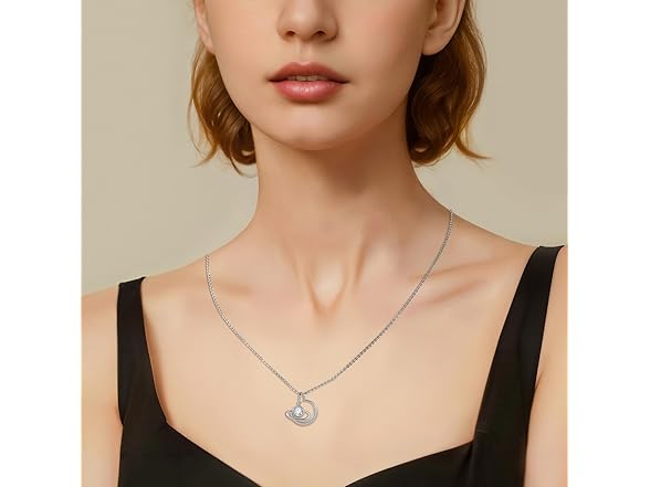 Onlyfine Moon Star Necklace White gold