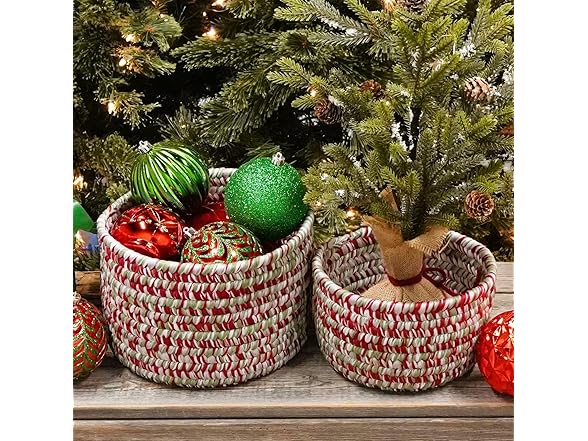 Colonial Mills Holiday Tweed Nesting Baskets SET-2
