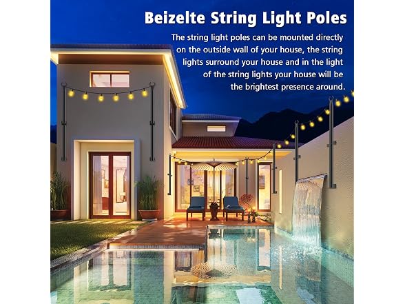 Beizelte 2-Pack 5ft String Light Poles
