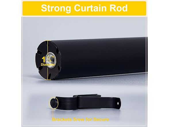NICETOWN Black Curtain Rods 28-48" Ball