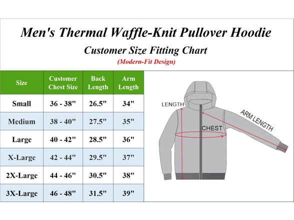 3Pk Mens Waffle Thermal Pullover Hoodie
