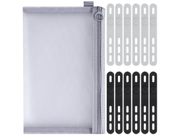 Silicone Cable Ties 12Pcs+Organizer Bag