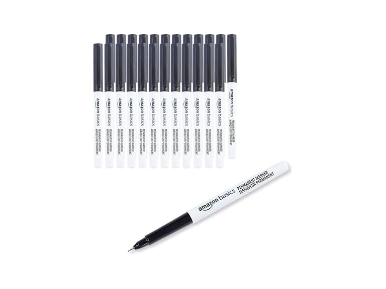 Amazon Basics Ultra Fine Point Permanent Markers, Black, 24-Pack
