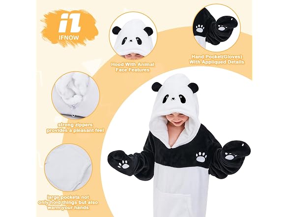 IFNOW Wearable Panda Blanket for Kids
