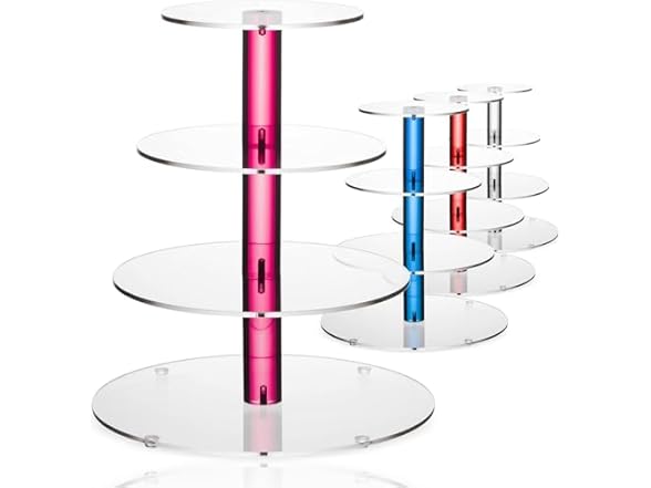 4-Tier Pink Acrylic Cupcake Stand