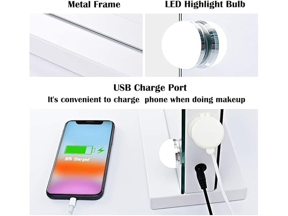 LilyHome 24.4"x 20.4" Vanity Mirror with Lights