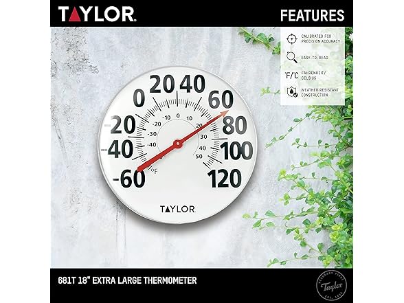 Large 18in Indoor Outdoor Thermometer