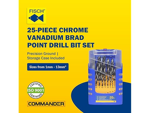 Fisch FSF-364740 Metric 25 pc Brad Point Set