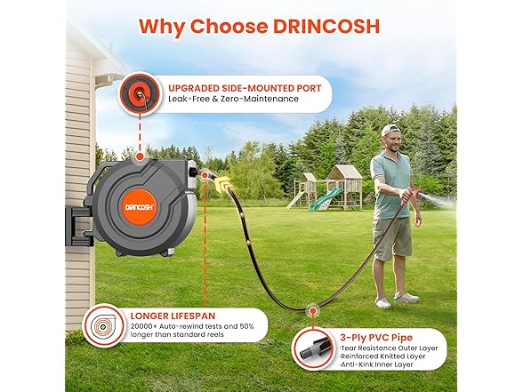 Retractable Hose Reel5/8 in x 90 ft