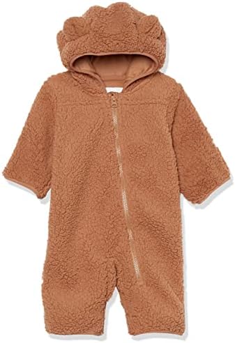 Amazon Essentials Unisex Babies' Sherpa Fleece Bunting Suit, Light Caramel, 24 Months