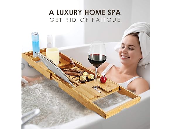 iMounTEK Water Resistant/Rust Proof Bamboo Bathtub Caddy