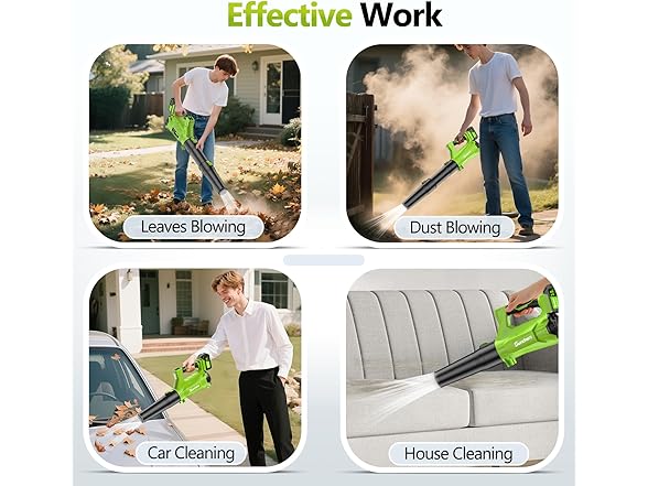 Electric Leaf Blower Cordless with 2 3.0Ah Battery and Charger