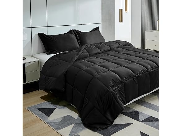 Black Reversible Comforter Set Queen