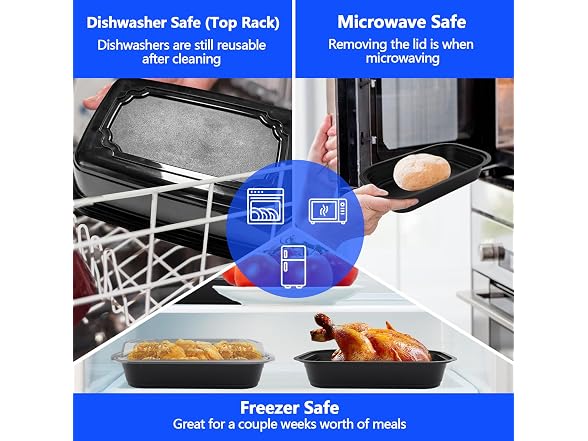 50 Pack (100-Piece) - 38oz Meal Prep Containers 