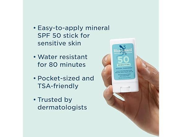 Blue Lizard Spf#50+ Sensitive Stick Australian Sunscreen 0.5 Ounce