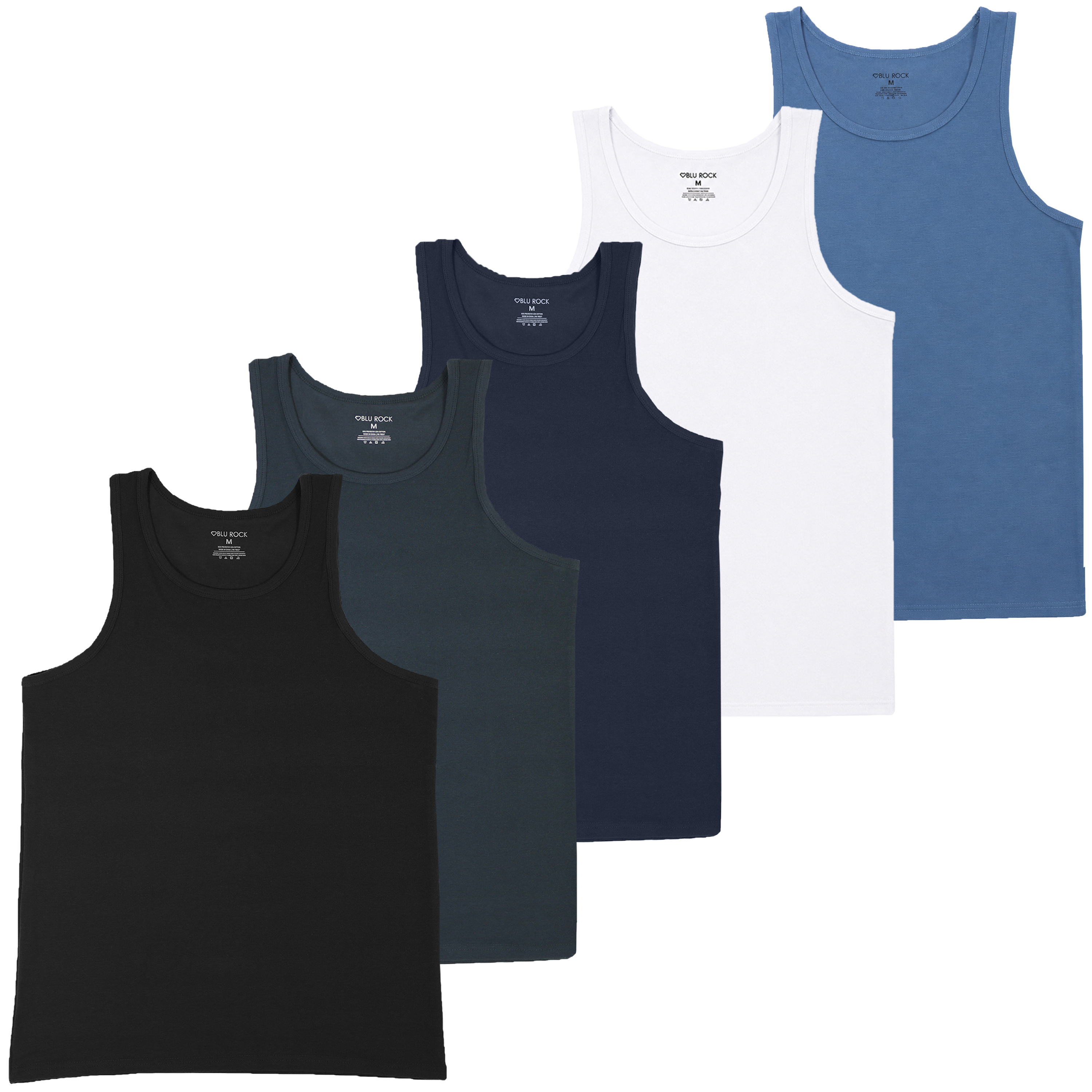 5Pk Mens Micro Waffle Tank Top - Gallery 14