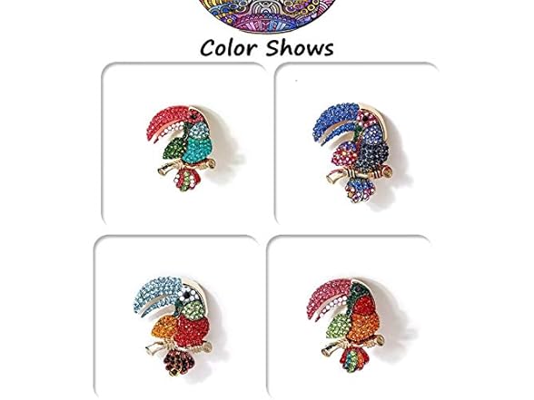 Rosette Hair Rhinestone Toucan Brooch
