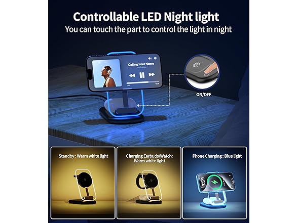 Mukiya 3 in 1 Magnetic Wireless Charging Station