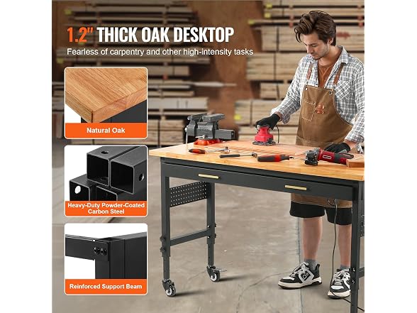 60-inch Adjustable Workbench, 1500 lbs Load