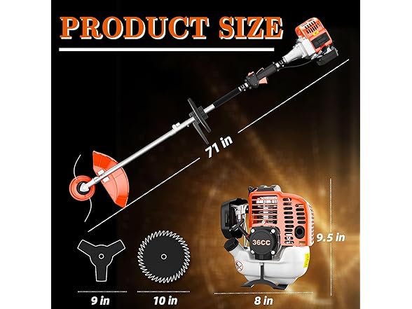 Gas Powered Weed Eater 36cc 2-Stroke, 3 in 1