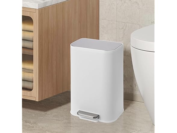 Takywep Kitchen Trash Can, 12L/3.2 Gal Stainless Steel White