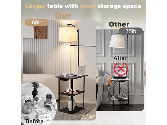 PESRAE Remote Lamp End Table - Rustic