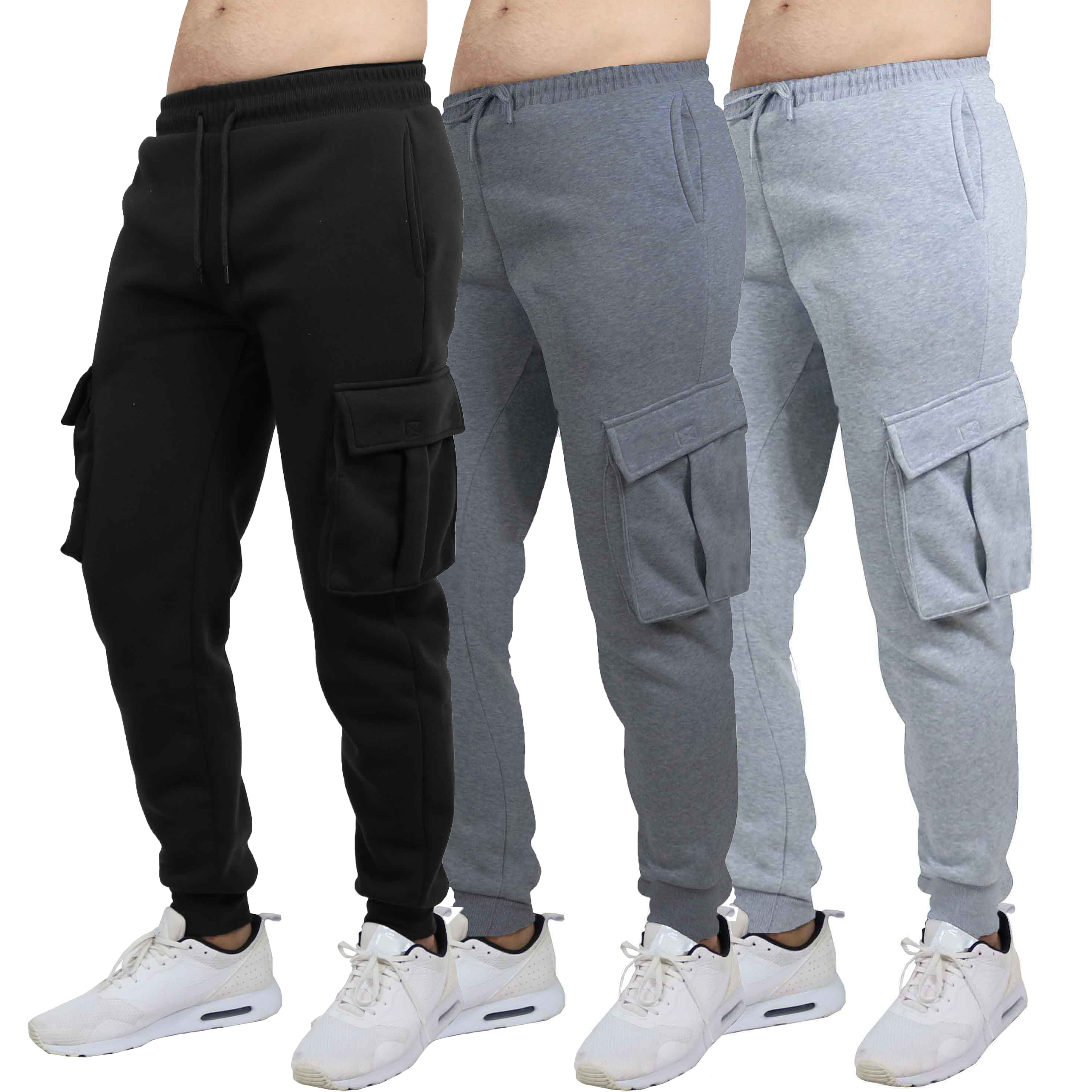 3Pk Mens Fleece Cargo Jogger Sweatpants - Gallery 6