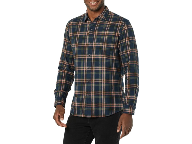 Amazon Essentials Men Shirt Dark Green Navy Plaid - Gallery 9