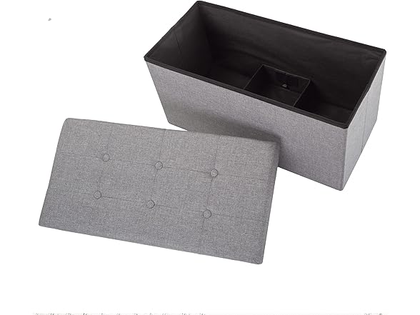Lavish Home Folding Storage Ottoman - 30" Tufted