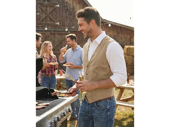 Coofandy Men (S) Western Vest Suede Cowboy Vest