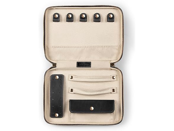 Londo Genuine Leather Travel Jewelry Organizer Black