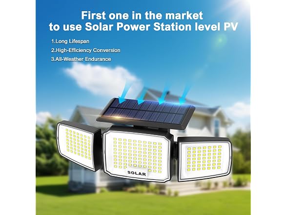 JEJOT 3000LM Solar Security Light 3-Pack