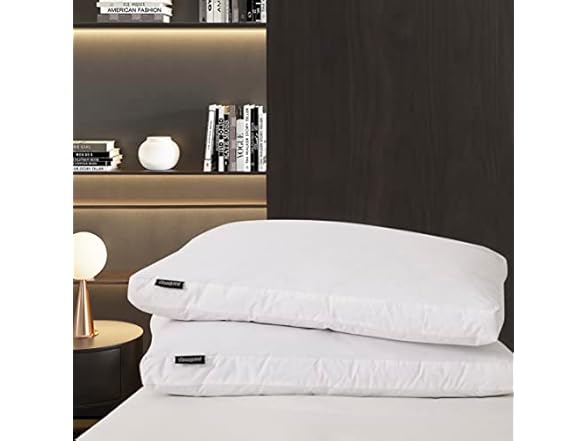 Beautyrest Microfiber Medium Firm Bed Pillows 2-Inch Gusset Feather Down Pillow-Jumbo Size(Set of 2 Pack) (Open Box)