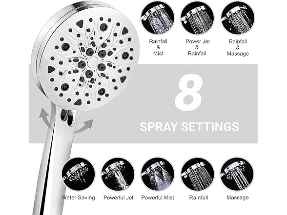 High Pressure Shower Head 8 Settings
