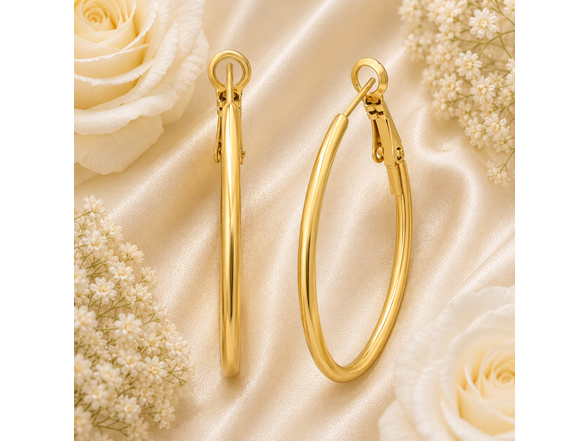 18K Gold Classic Round Hoop Earrings
