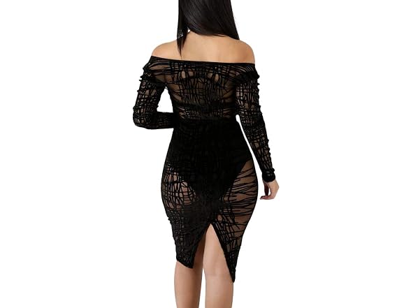 Echoine Women (L) Sexy Off Shoulder Bodysuit Dress