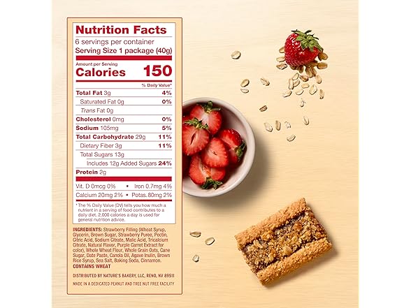 6CT Nature’s Bakery Oatmeal Crumble Bars, Strawaberry