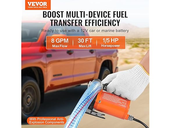 VEVOR Fuel Transfer Pump, 12V DC 8 GPM
