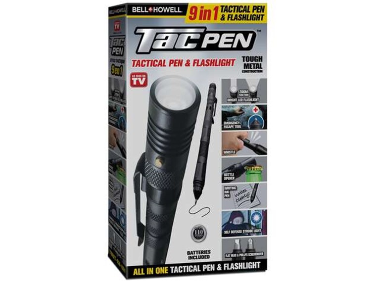 Bell + Howell NB-7260 1-Pack Multi-PK Black Retractable Tactical Pen 