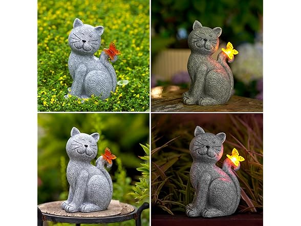 Solar Outdoor Cat Statue Décor