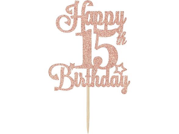 Bytorjar Happy 15th Birthday Cake Topper