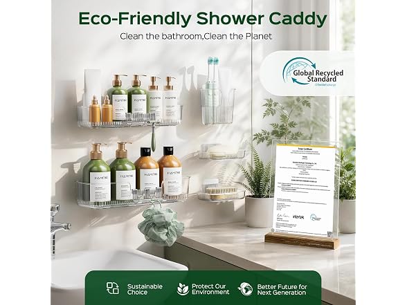 HAMITOR 5 Piece Adhesive Shower Caddy